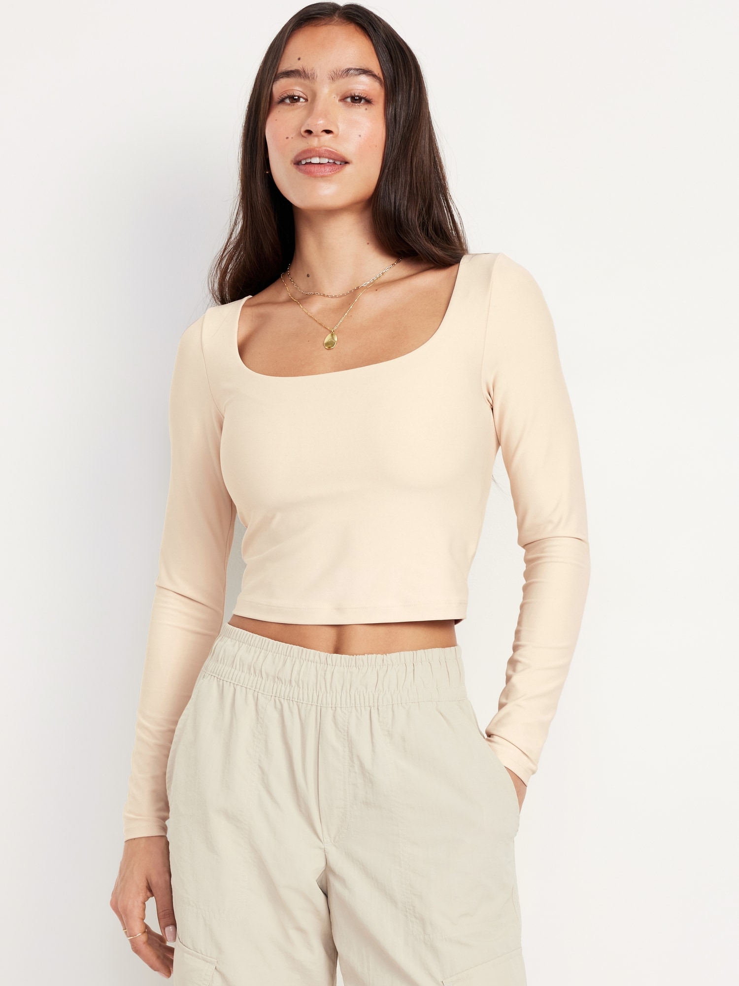 PowerSoft Long-Sleeve Crop Support Top