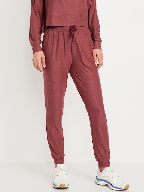 High-Waisted CloudMotion Joggers - Dusty Red