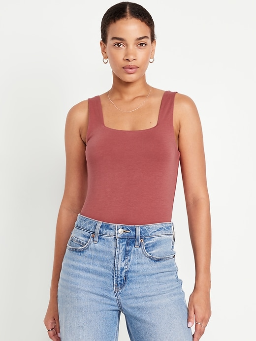 Image number 1 showing, Square-Neck Tank Top Bodysuit