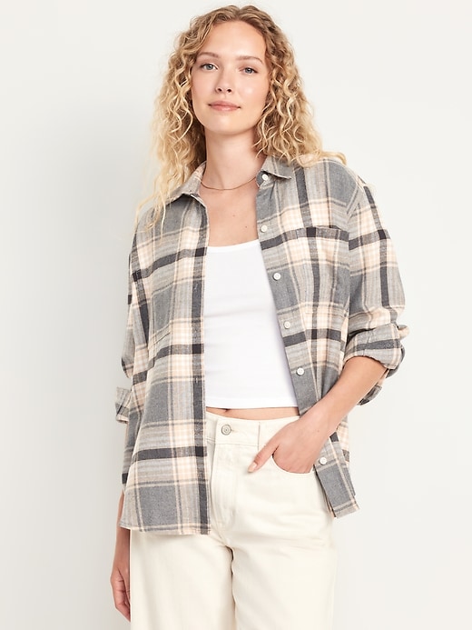 Image number 1 showing, Flannel Boyfriend Button-Down Shirt