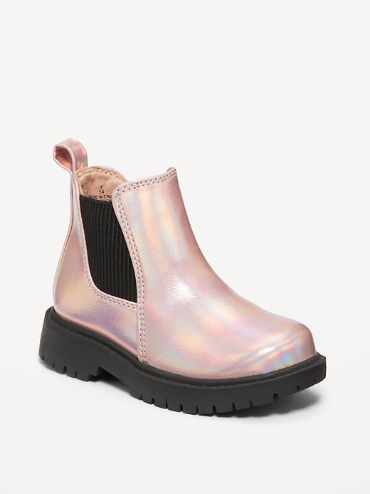 View large product image 1 of 3. Faux-Leather Chelsea Boots for Toddler Girls