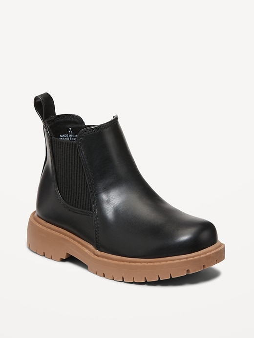 View large product image 1 of 4. Faux-Leather Chelsea Boots for Toddler Girls