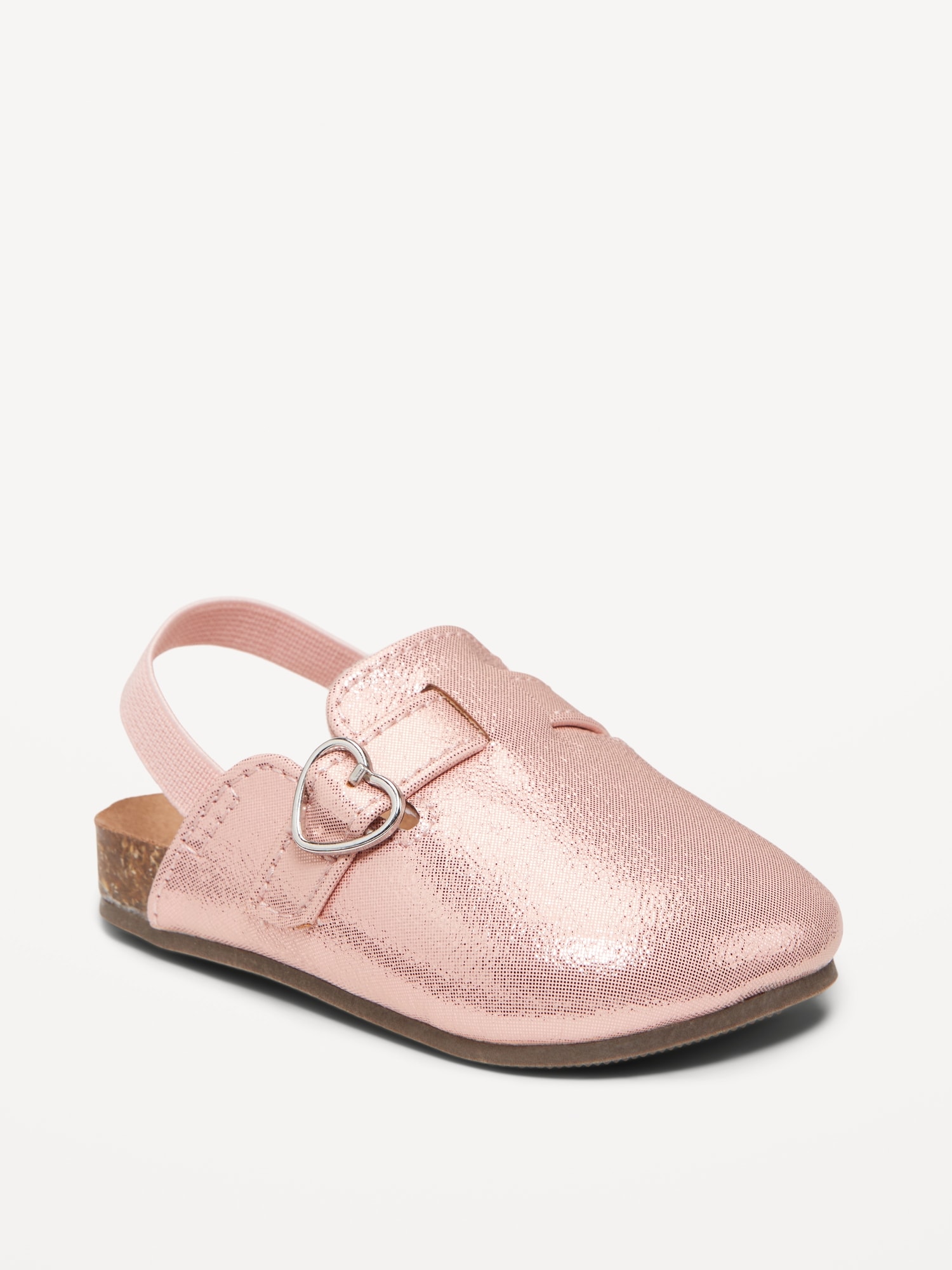 Faux-Leather Metallic Buckled Clog Shoes for Baby