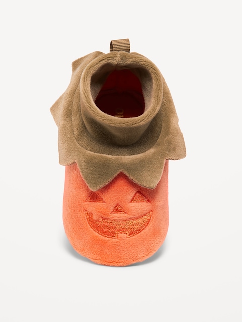 Pantoufles en similifourrure à motif de citrouilles unisexe pour bébé