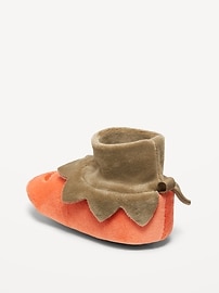 View large product image 3 of 4. Faux-Fur Pumpkin Slippers for Baby