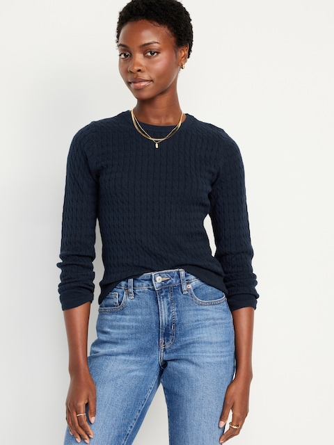 SoSoft Crew-Neck Cable Sweater - Navy