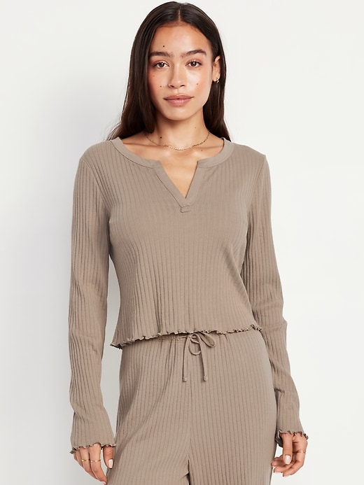 Image number 1 showing, Ribbed Pajama Top