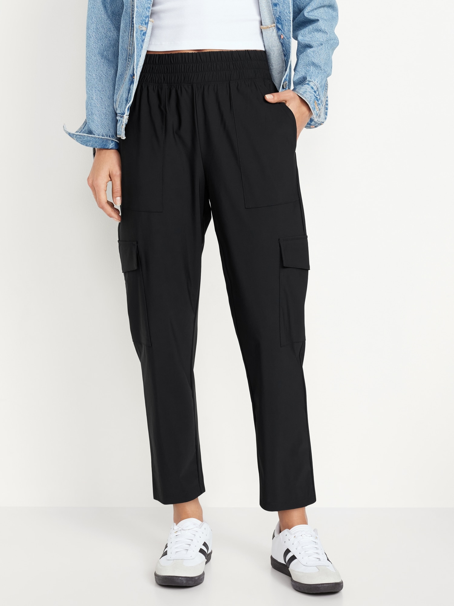 High-Waisted SleekTech Cargo Ankle Pants