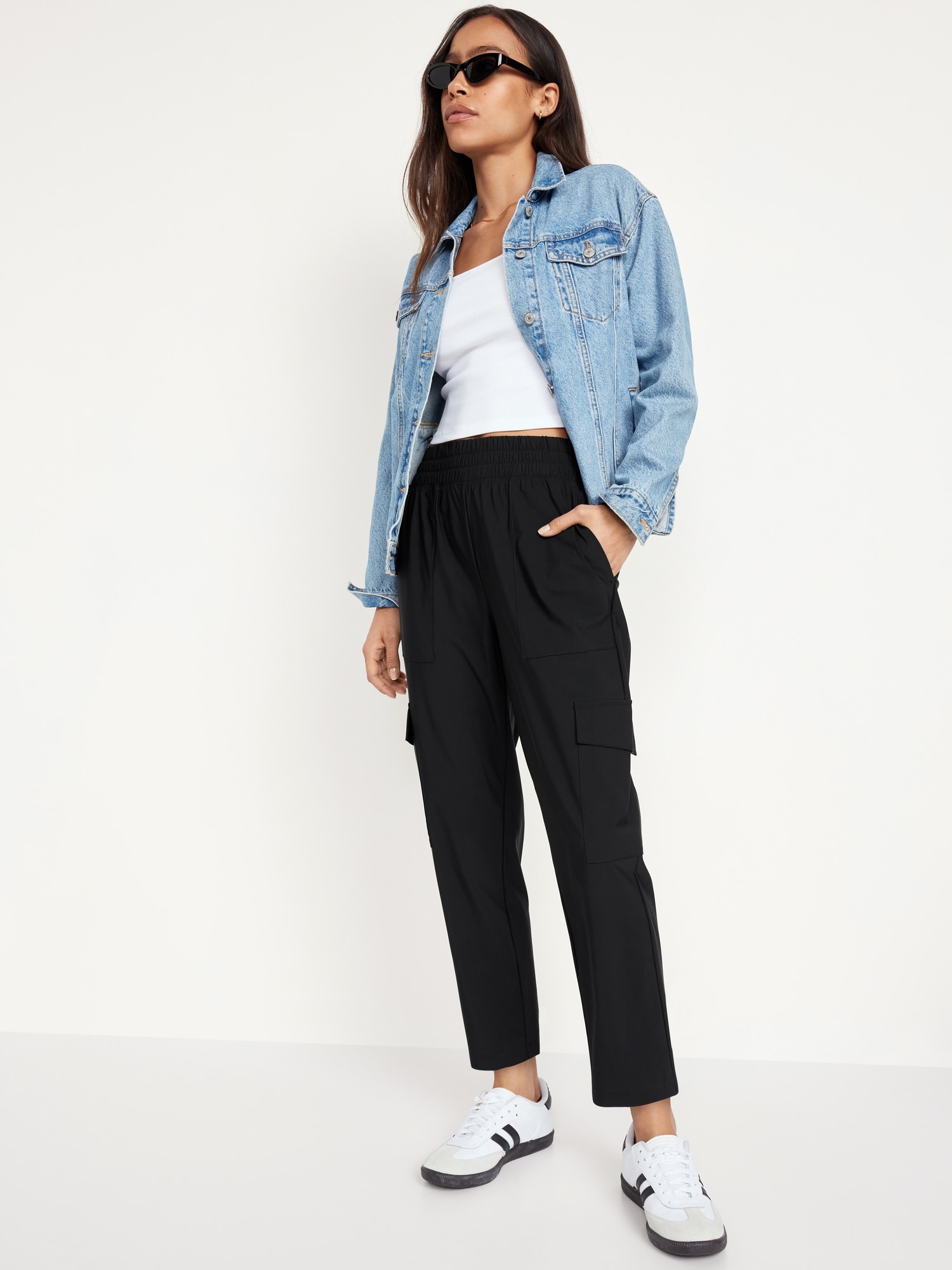 High-Waisted SleekTech Cargo Ankle Pants