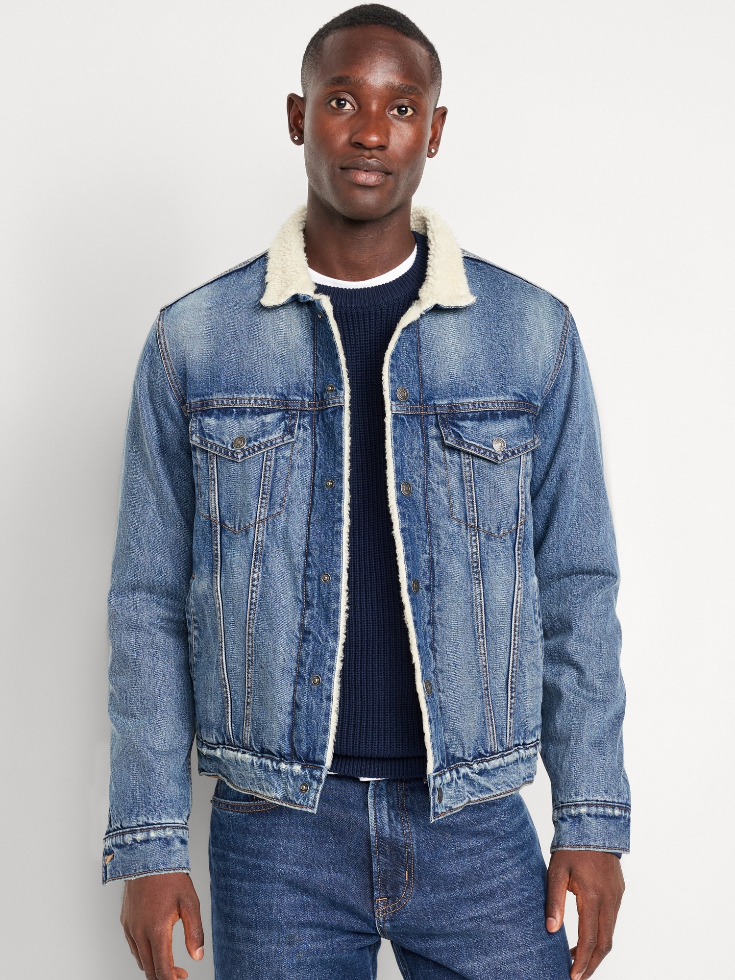 Mens jean jacket with sherpa lining hotsell