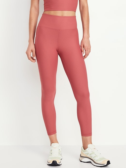 Image number 1 showing, High-Waisted PowerSoft Ribbed Leggings