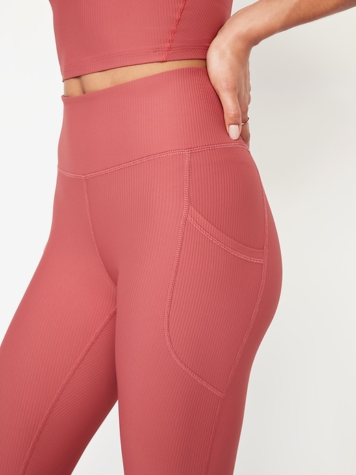 Image number 3 showing, High-Waisted PowerSoft Ribbed Leggings