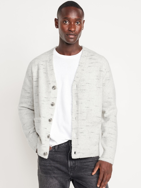Chandail-cardigan teint par espacement - Blanc