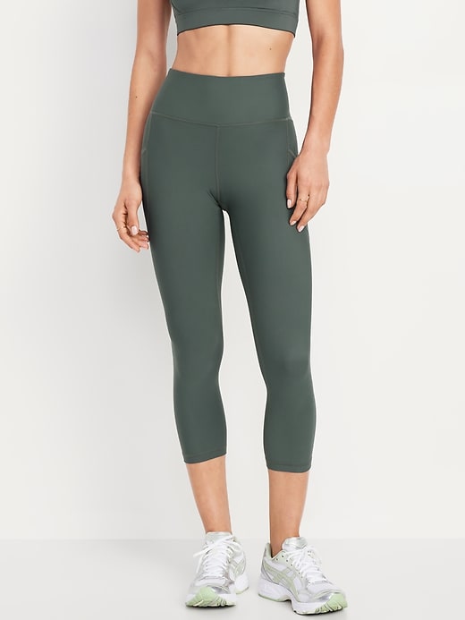 Image number 1 showing, High-Waisted PowerSoft Crop Pocket Leggings