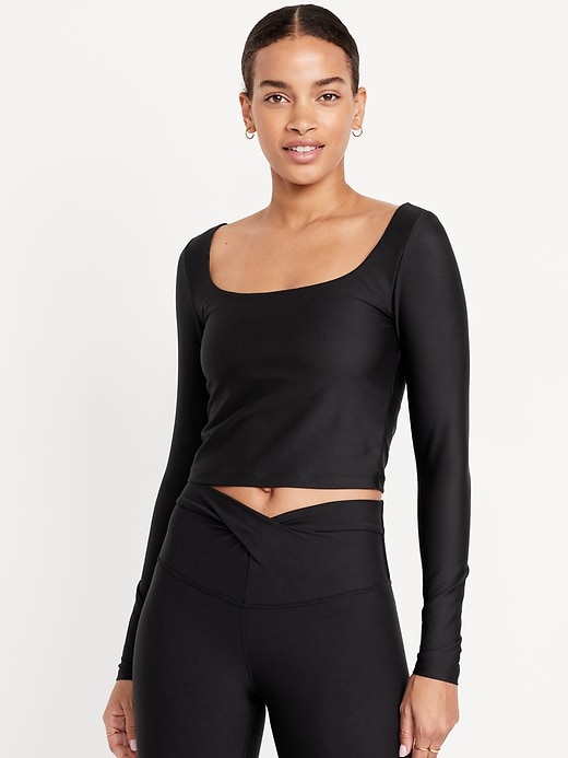 Image number 1 showing, PowerSoft Long-Sleeve Crop Support Top