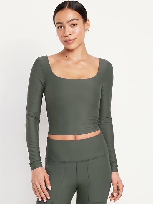 Image number 1 showing, PowerSoft Long-Sleeve Crop Support Top