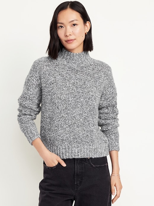 Image number 1 showing, Mock-Neck Crop Sweater