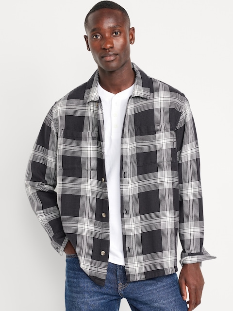 Chemise en flanelle épaisse à carreaux - Carreaux Noirs