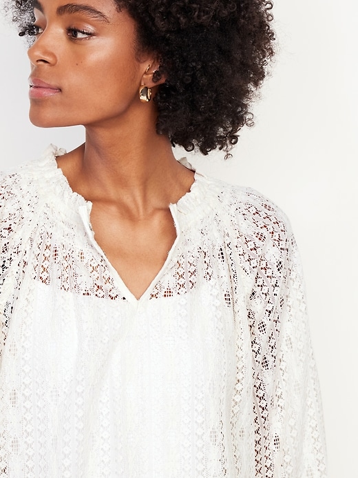 Image number 4 showing, Split-Neck Lace Top