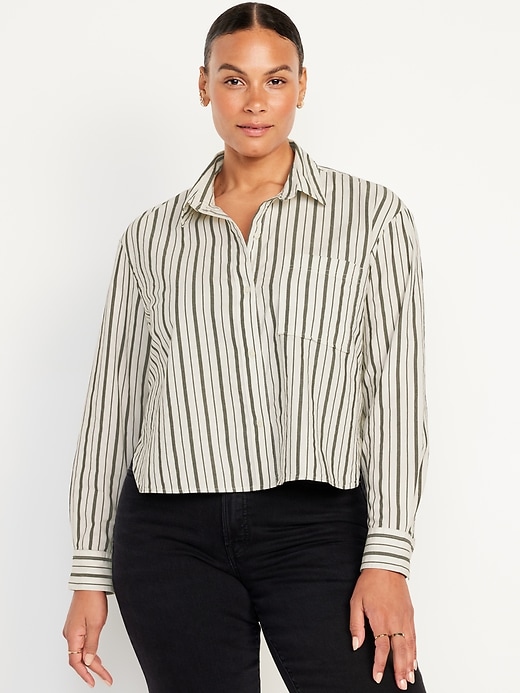 Image number 5 showing, Button-Down Crop Shirt