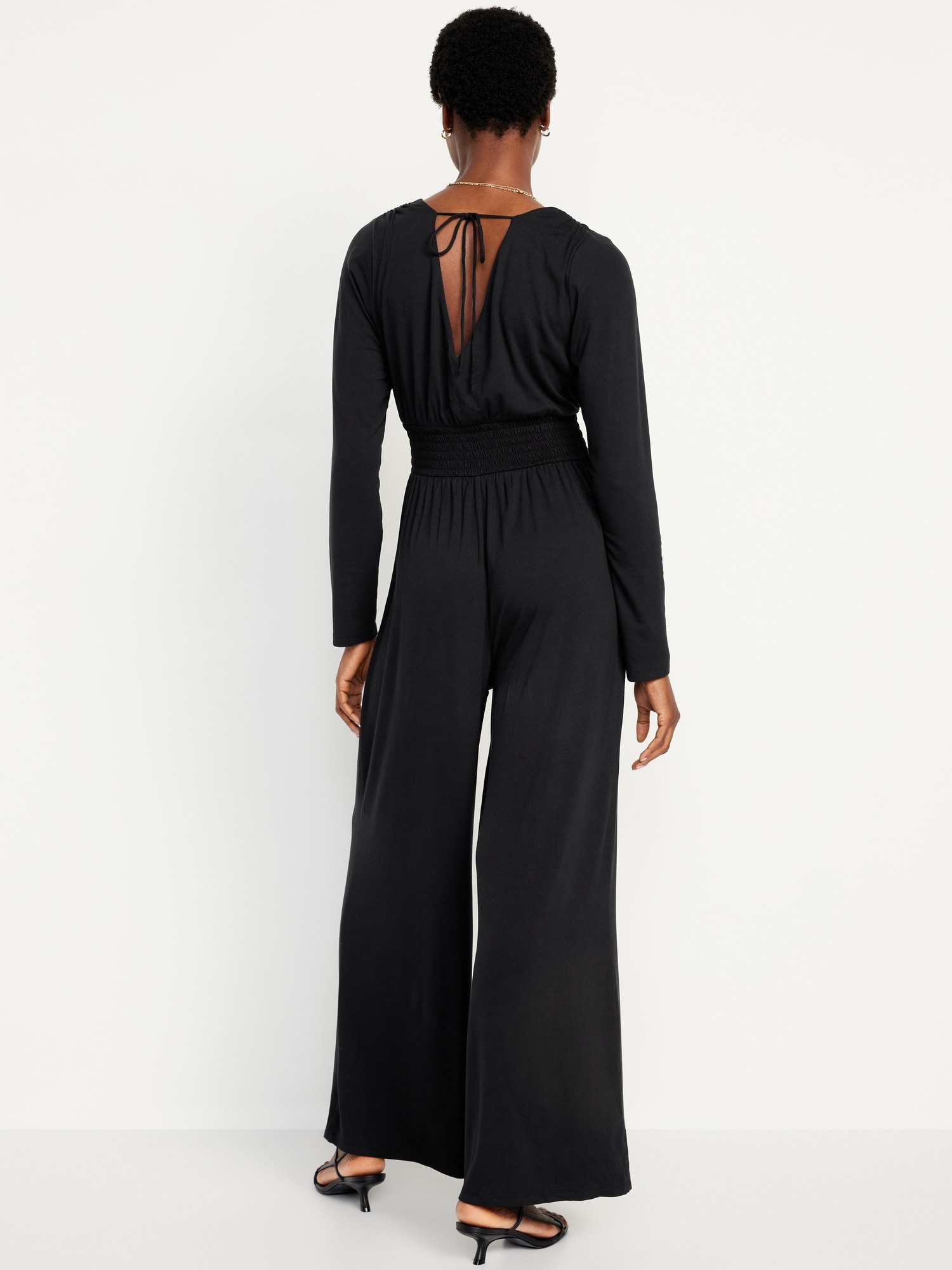 Waist-Defined V-Neck Jumpsuit