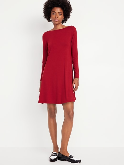 Image number 1 showing, Long-Sleeve Mini Swing Dress