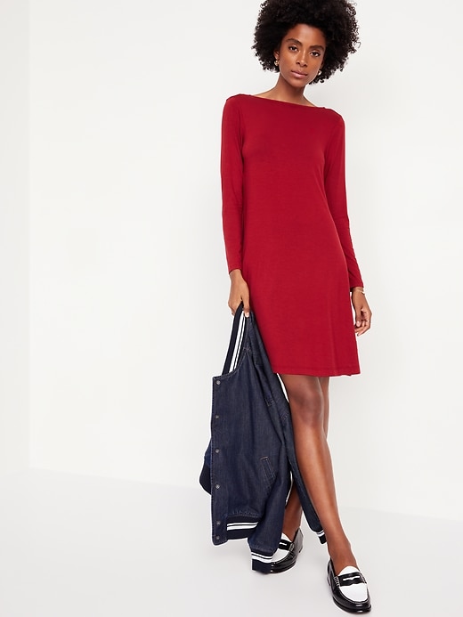 Image number 3 showing, Long-Sleeve Mini Swing Dress