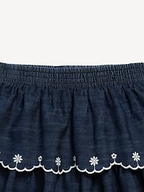 View large product image 3 of 3. Embroidered Tiered Jean Skirt for Toddler Girls