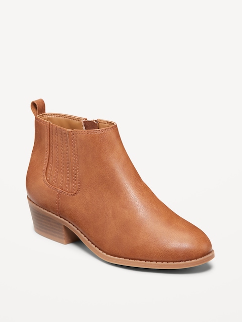 Faux-Leather Ankle Booties for Girls