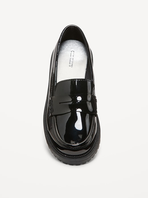 View large product image 2 of 4. Shiny Faux-Leather Chunky Heel Loafers for Toddler Girls