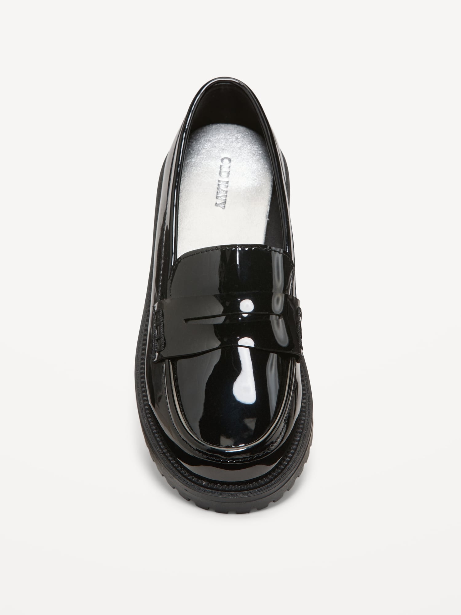 Shiny Faux-Leather Chunky Heel Loafers for Toddler Girls