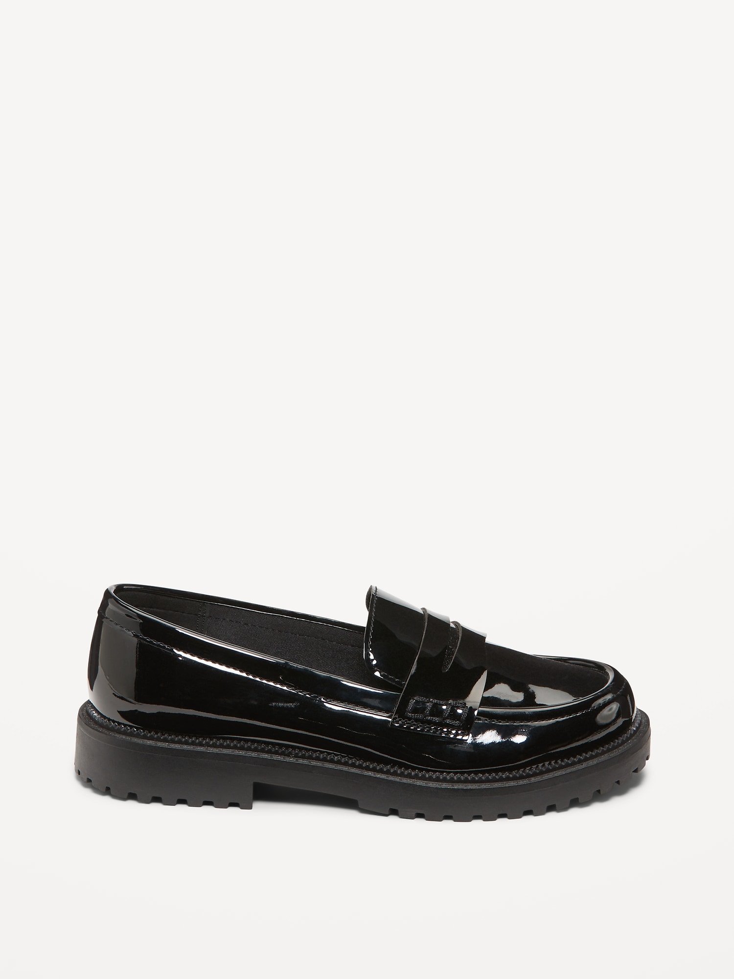 Shiny Faux-Leather Chunky Heel Loafers for Toddler Girls