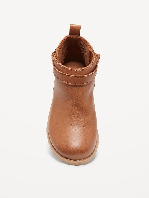 Voir une image plus grande du produit 2 de 4. Bottes en similicuir à boucle et fermeture à glissière sur le côté pour toute-petite fille