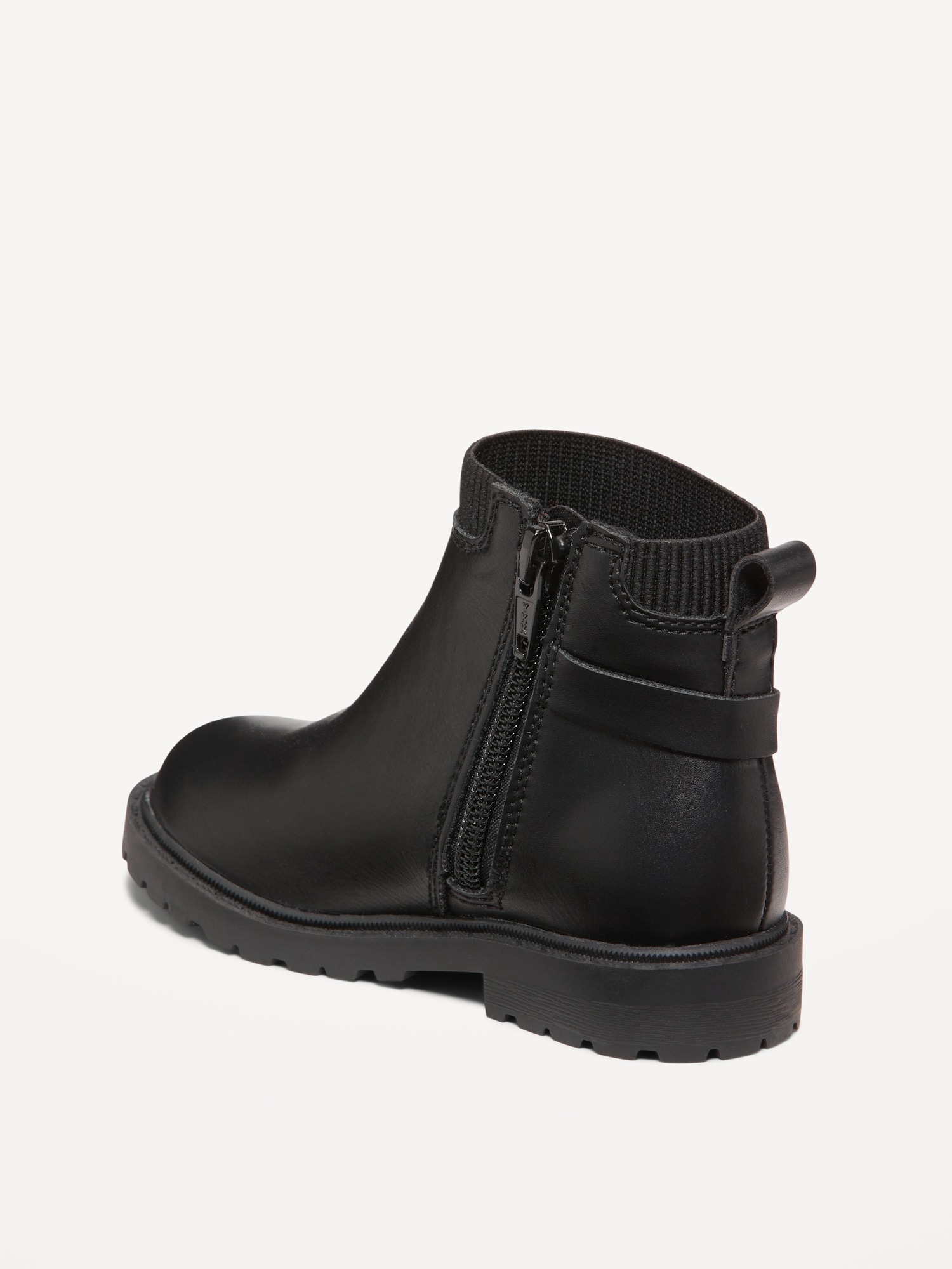 Faux-Leather Side-Zip Moto Boots for Toddler Girls