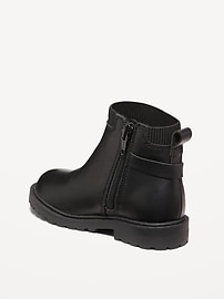 Voir une image plus grande du produit 3 de 5. Bottes de moto en similicuir à glissière latérale pour toute-petite fille