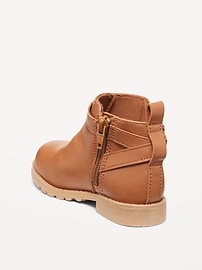 Voir une image plus grande du produit 3 de 4. Bottes en similicuir à boucle et fermeture à glissière sur le côté pour toute-petite fille