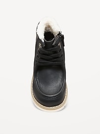 Image number 2 showing, Faux-Leather Side-Zip Lace-Up Boots for Toddler Boys