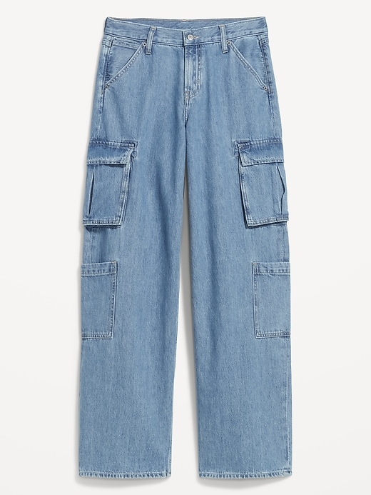 Image number 8 showing, Mid-Rise Baggy Wide-Leg Cargo Jeans