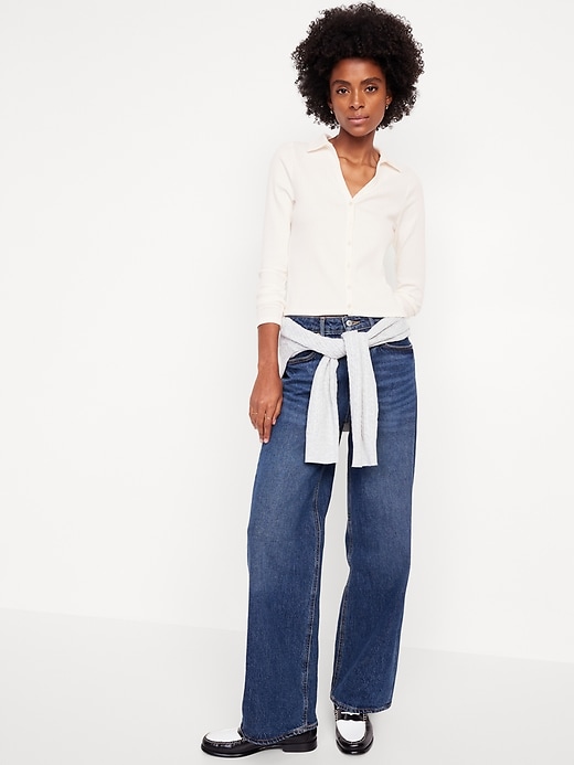 Image number 3 showing, Slim Ribbed Button-Down Top