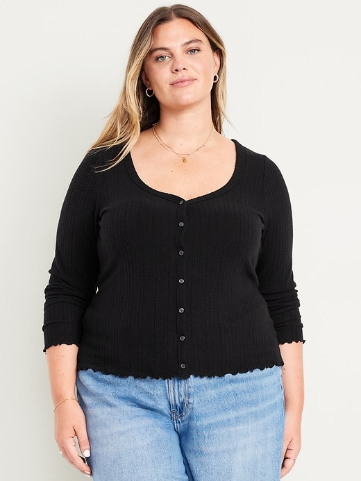 Image number 7 showing, Button-Down Pointelle Top