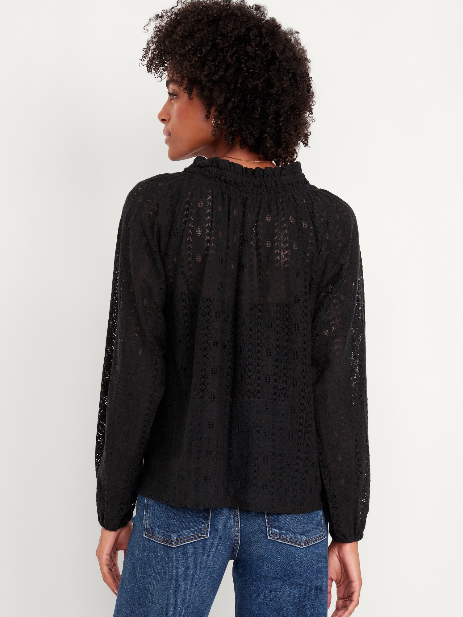 Split-Neck Lace Top