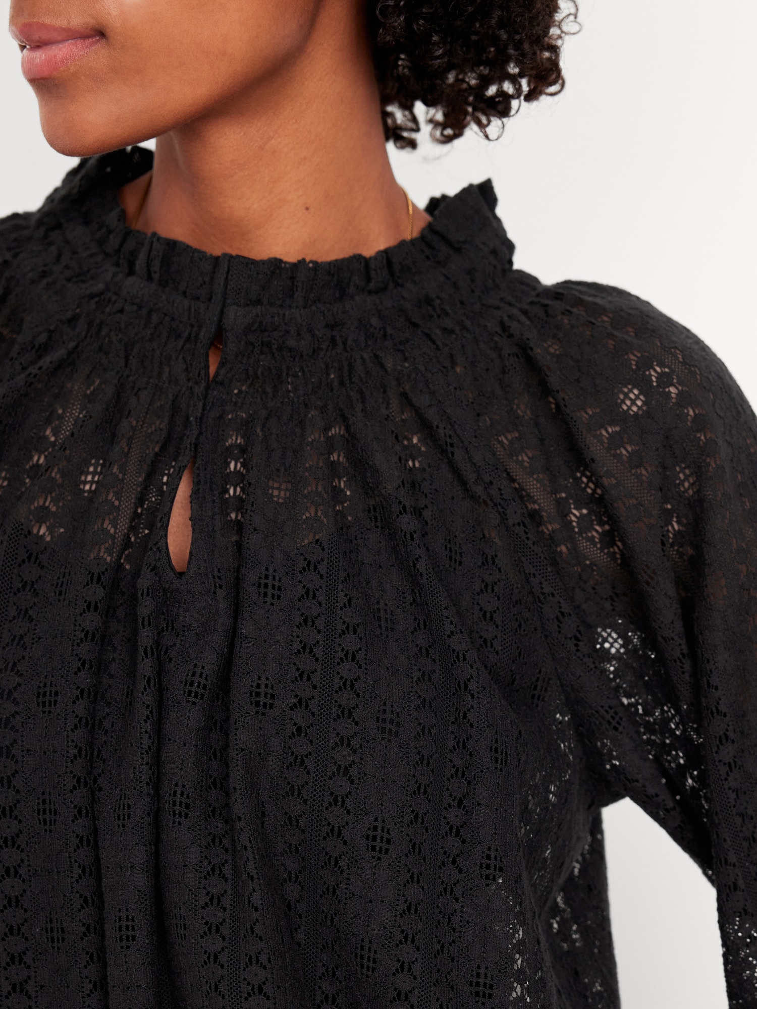 Split-Neck Lace Top