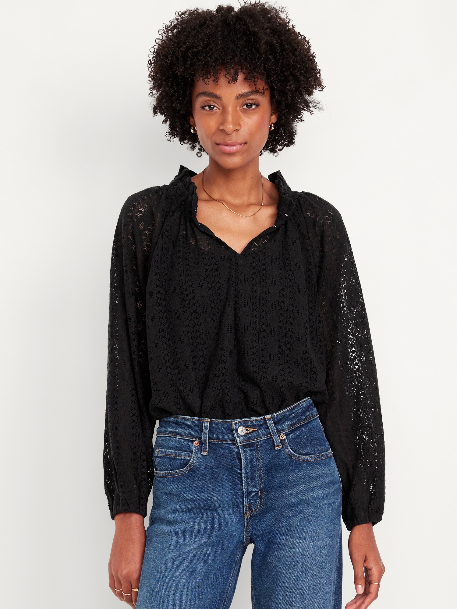 Split-Neck Lace Top