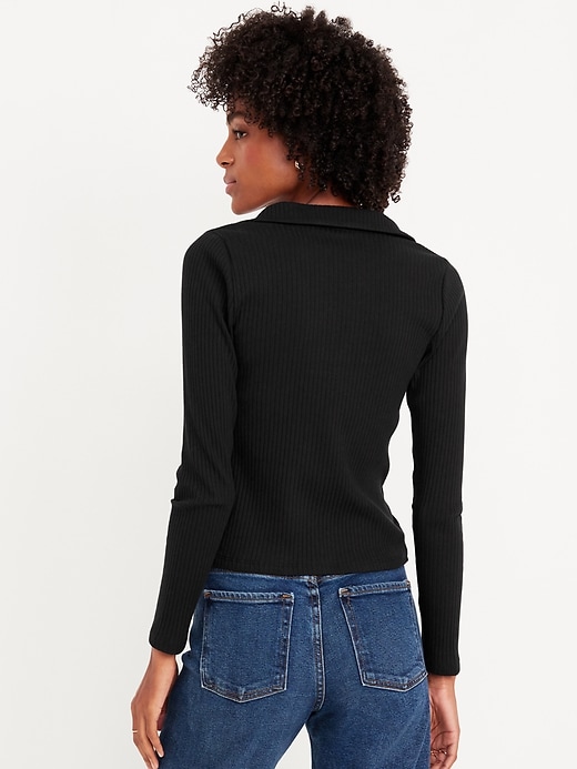 Image number 2 showing, Slim Ribbed Button-Down Top