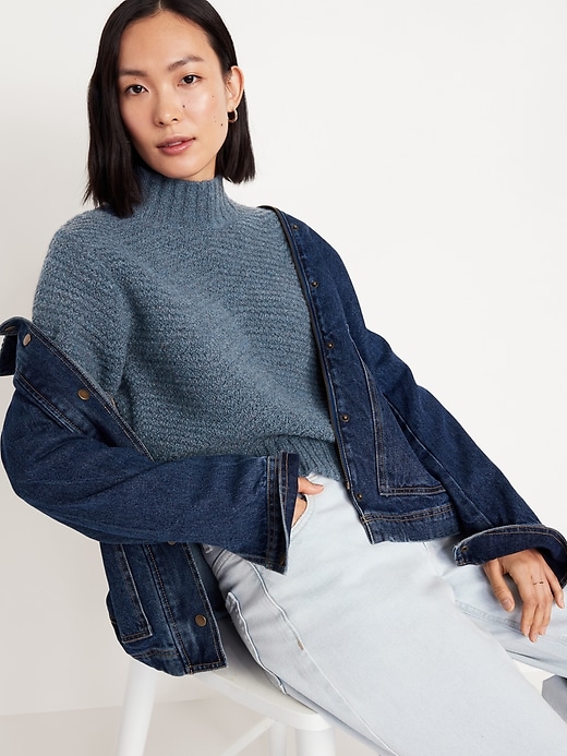 Image number 3 showing, Mock-Neck Crop Sweater