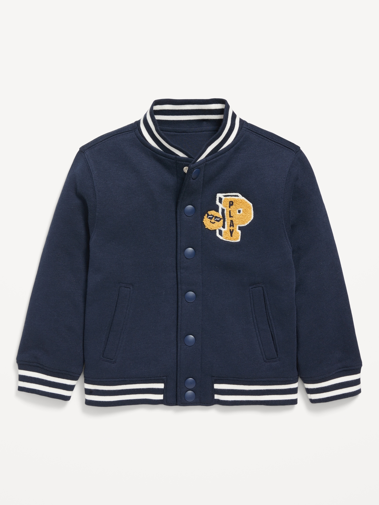 Button-Front Graphic Bomber Jacket for Toddler Boys