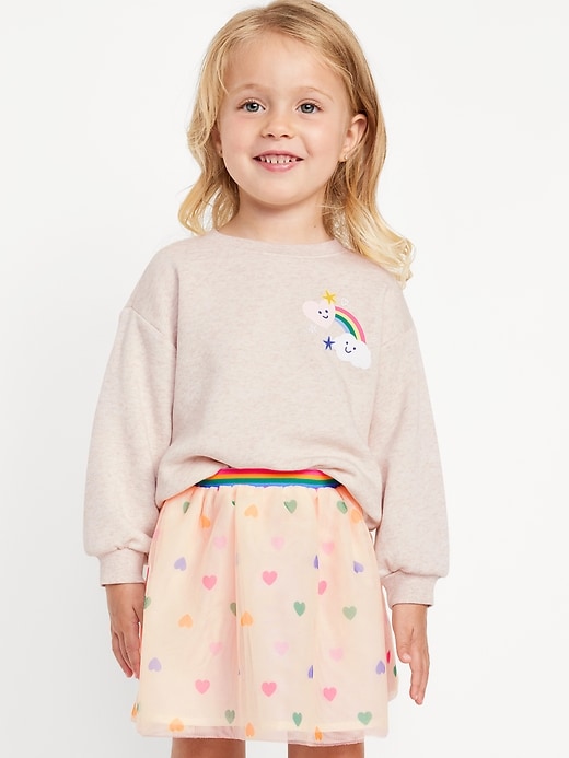 View large product image 1 of 3. Crew-Neck Graphic Sweatshirt and Tulle Skirt Set for Toddler Girls