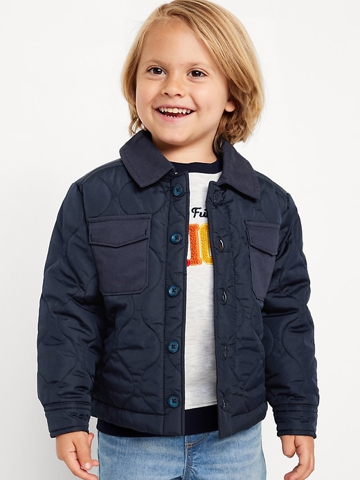 View large product image 1 of 3. Quilted Button-Front Utility Jacket for Toddler Boys