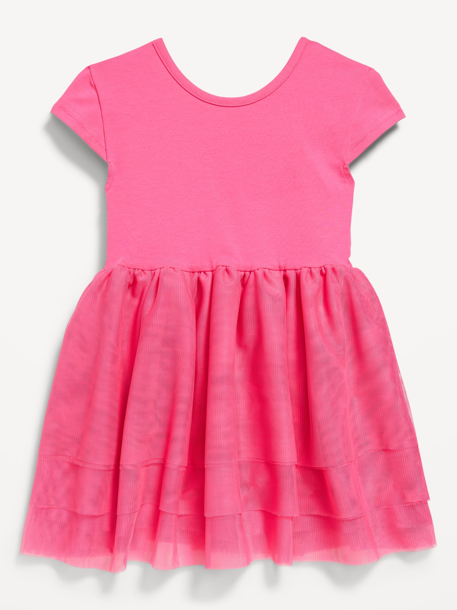 Short-Sleeve Fit and Flare Graphic Tutu Dress for Toddler Girls