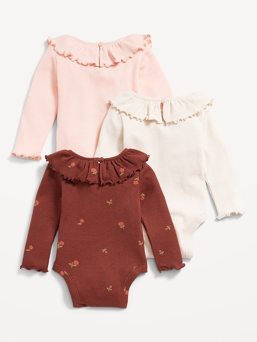 View large product image 2 of 3. Long-Sleeve Ruffle-Trim Thermal-Knit Bodysuit 3-Pack for Baby